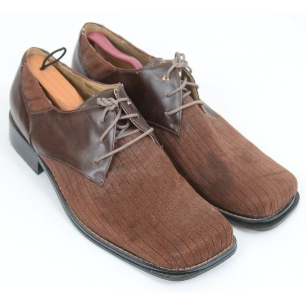 Salvatori Brown Leather & Suede Lace-Up Oxford Derby Shoes Men's 11